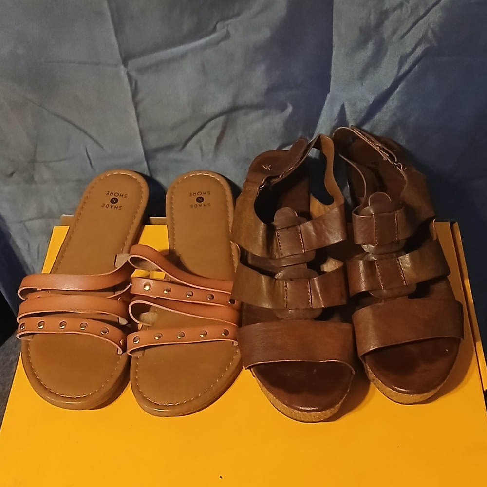 2 Pair Shade Shore & Pierre Dumas Women's Sandals Set